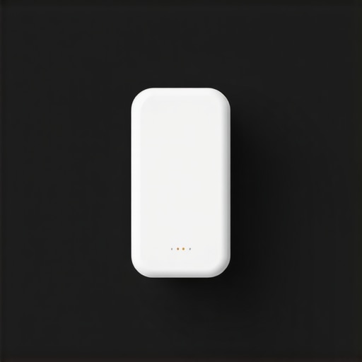 Futuristic smart tracker device showcasing UWB antennas and encryption elements