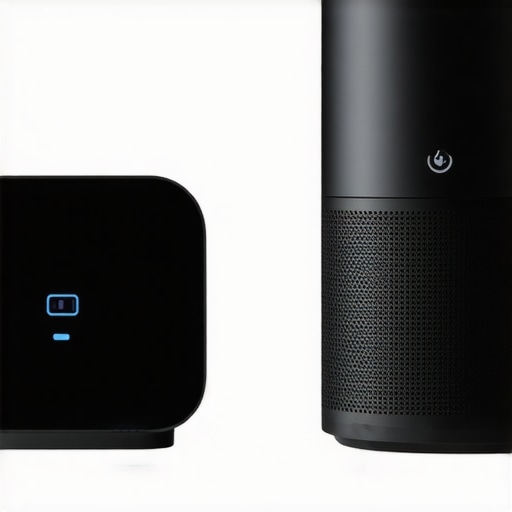 Modern smart home devices including speaker, display, plug, and tracker