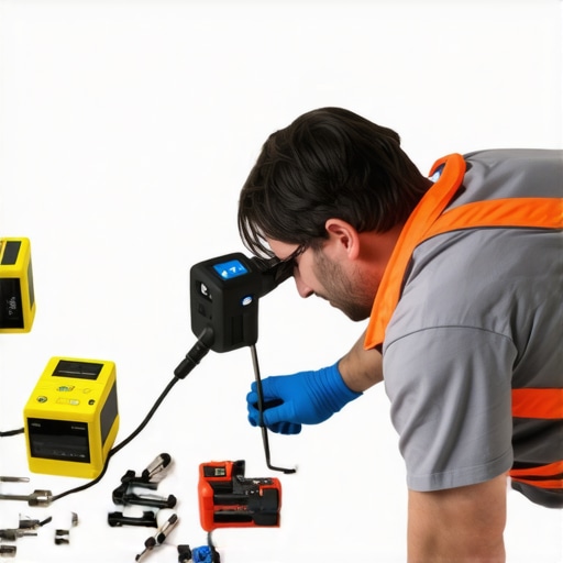 A person inspecting and calibrating smart home devices with testing tools