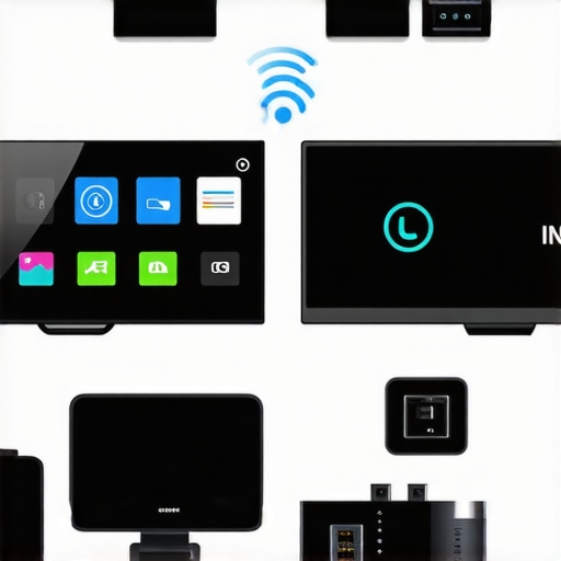 A technician monitoring a smart home system with various devices and dashboard displays.