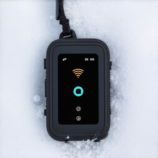 Rugged satellite-enabled smart tracker inside a wallet in snow