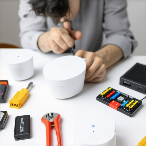Close-up of tools and devices for smart home maintenance